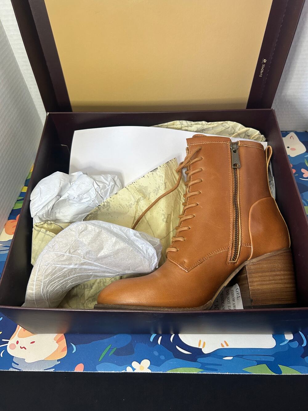 Patricia Nash Boots Sicily Tan Size Us 7.5 Leather Lace-Up Ankle Boot